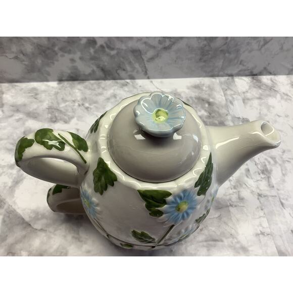 "Tea For One" 3 Piece Hand Painted Spring Floral Tea Pot - Vintage - Picture 5 of 7